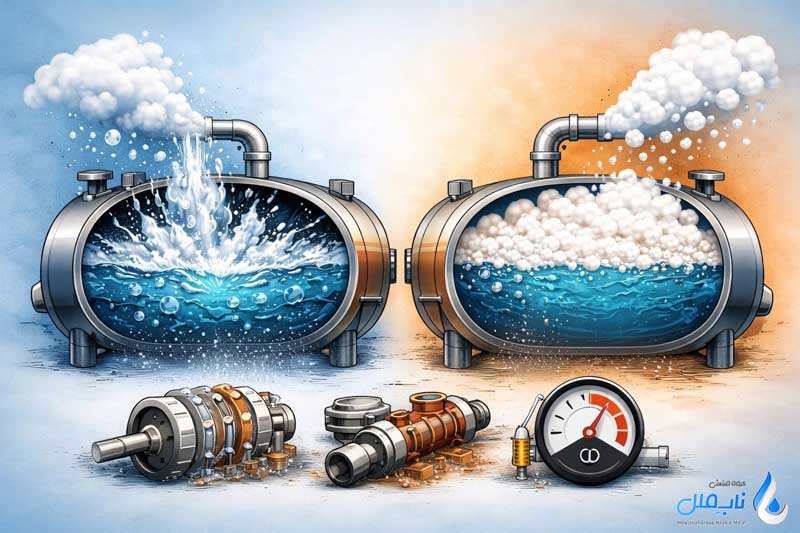 نشانه های کیفیت نامناسب آب در دیگ بخار