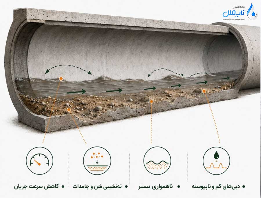 دلایل تشکیل رسوب در خطوط و کانال های فاضلاب