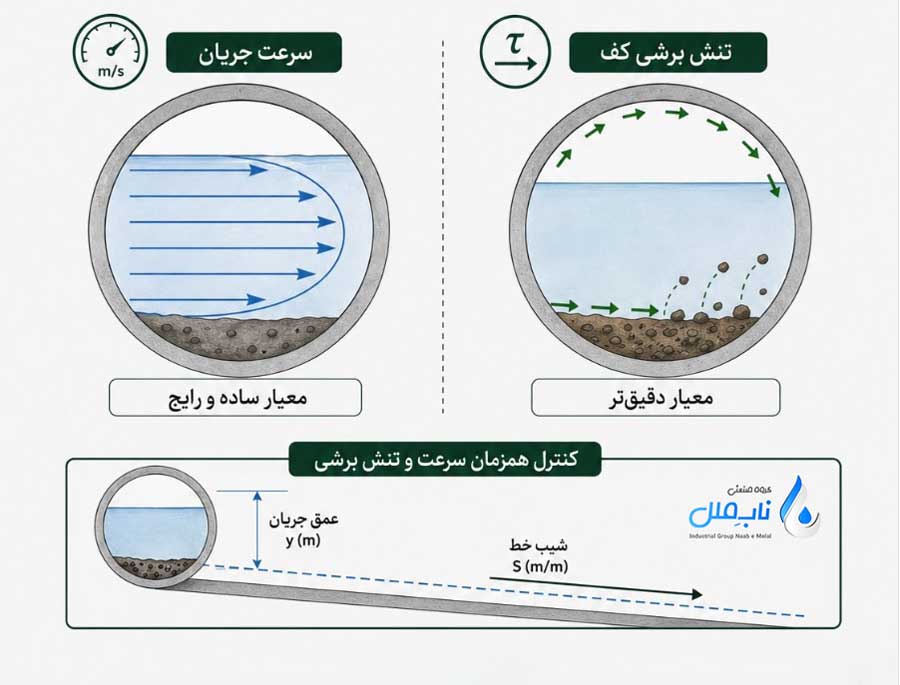 مقایسه سرعت جریان و تنش برشی کف